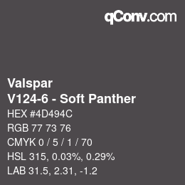 Código de color: Valspar - V124-6 - Soft Panther | qconv.com