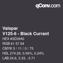 Color code: Valspar - V125-6 - Black Currant | qconv.com