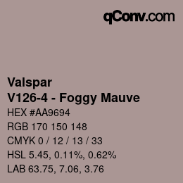 Color code: Valspar - V126-4 - Foggy Mauve | qconv.com