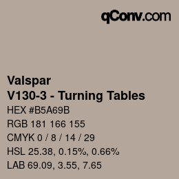 Color code: Valspar - V130-3 - Turning Tables | qconv.com