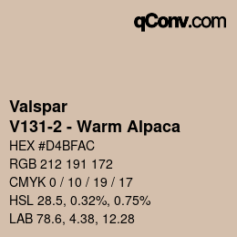 Código de color: Valspar - V131-2 - Warm Alpaca | qconv.com