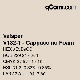 Código de color: Valspar - V132-1 - Cappuccino Foam | qconv.com