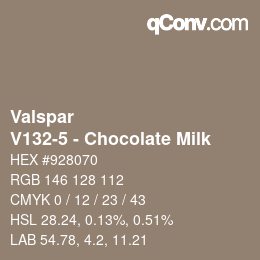 カラーコード: Valspar - V132-5 - Chocolate Milk | qconv.com