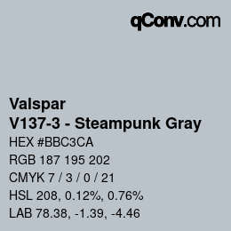 Color code: Valspar - V137-3 - Steampunk Gray | qconv.com