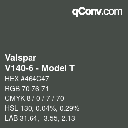 Code couleur: Valspar - V140-6 - Model T | qconv.com