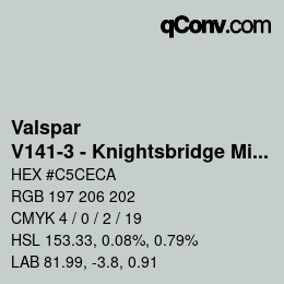 Color code: Valspar - V141-3 - Knightsbridge Mist | qconv.com