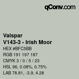 Color code: Valspar - V143-3 - Irish Moor | qconv.com