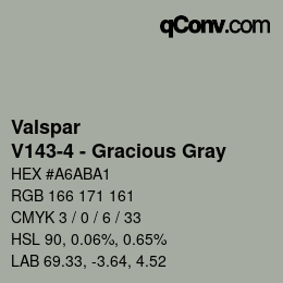 Color code: Valspar - V143-4 - Gracious Gray | qconv.com