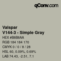 カラーコード: Valspar - V144-3 - Simple Gray | qconv.com