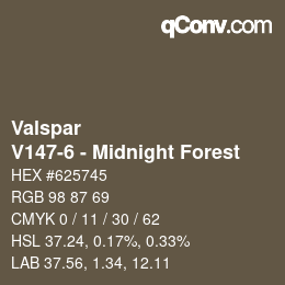 カラーコード: Valspar - V147-6 - Midnight Forest | qconv.com