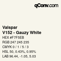 カラーコード: Valspar - V152 - Gauzy White | qconv.com