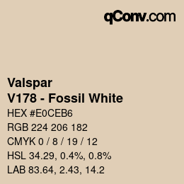 Code couleur: Valspar - V178 - Fossil White | qconv.com
