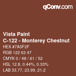 カラーコード: Vista Paint - C-122 - Monterey Chestnut | qconv.com