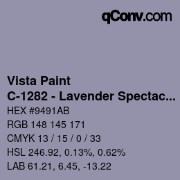 Color code: Vista Paint - C-1282 - Lavender Spectacle | qconv.com