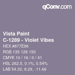 Color code: Vista Paint - C-1289 - Violet Vibes | qconv.com