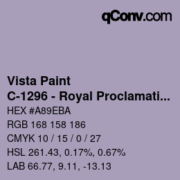 Color code: Vista Paint - C-1296 - Royal Proclamation | qconv.com