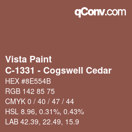 Color code: Vista Paint - C-1331 - Cogswell Cedar | qconv.com