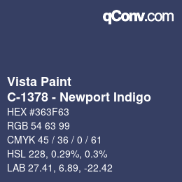 Color code: Vista Paint - C-1378 - Newport Indigo | qconv.com