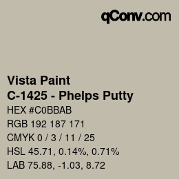 カラーコード: Vista Paint - C-1425 - Phelps Putty | qconv.com