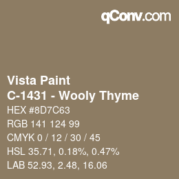 Color code: Vista Paint - C-1431 - Wooly Thyme | qconv.com