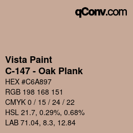 Color code: Vista Paint - C-147 - Oak Plank | qconv.com