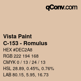 Color code: Vista Paint - C-153 - Romulus | qconv.com