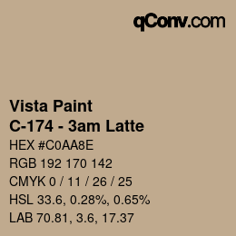 Color code: Vista Paint - C-174 - 3am Latte | qconv.com