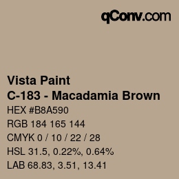 カラーコード: Vista Paint - C-183 - Macadamia Brown | qconv.com
