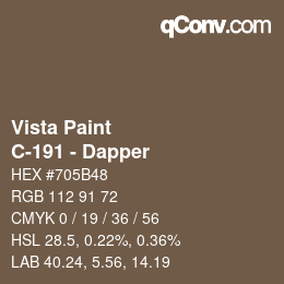 Color code: Vista Paint - C-191 - Dapper | qconv.com