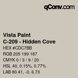 Color code: Vista Paint - C-209 - Hidden Cove | qconv.com