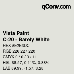 Código de color: Vista Paint - C-20 - Barely White | qconv.com