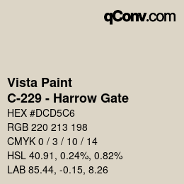 Color code: Vista Paint - C-229 - Harrow Gate | qconv.com