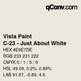 カラーコード: Vista Paint - C-23 - Just About White | qconv.com