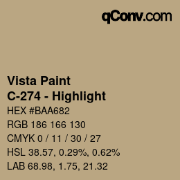 Color code: Vista Paint - C-274 - Highlight | qconv.com