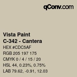 Color code: Vista Paint - C-342 - Cantera | qconv.com