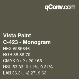 Color code: Vista Paint - C-423 - Monogram | qconv.com