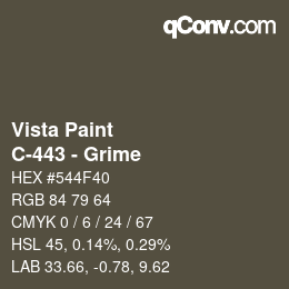 Color code: Vista Paint - C-443 - Grime | qconv.com