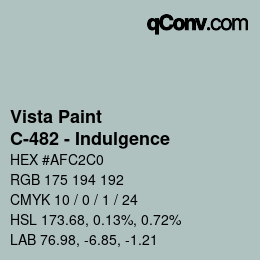 Color code: Vista Paint - C-482 - Indulgence | qconv.com