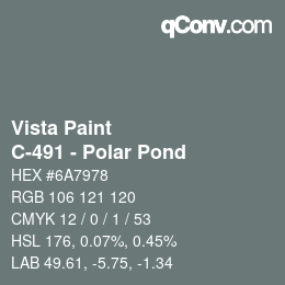 Color code: Vista Paint - C-491 - Polar Pond | qconv.com