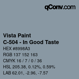 Color code: Vista Paint - C-504 - In Good Taste | qconv.com