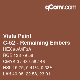 カラーコード: Vista Paint - C-52 - Remaining Embers | qconv.com