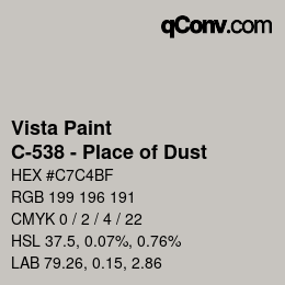 Color code: Vista Paint - C-538 - Place of Dust | qconv.com