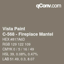 Color code: Vista Paint - C-568 - Fireplace Mantel | qconv.com