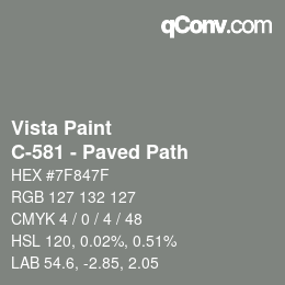 Color code: Vista Paint - C-581 - Paved Path | qconv.com