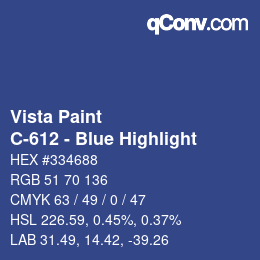 カラーコード: Vista Paint - C-612 - Blue Highlight | qconv.com