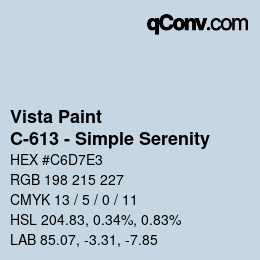 Color code: Vista Paint - C-613 - Simple Serenity | qconv.com