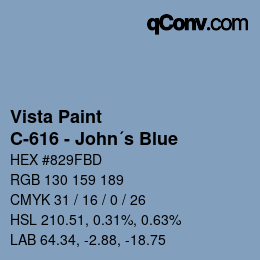 Farbcode: Vista Paint - C-616 - John´s Blue | qconv.com