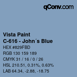 Color code: Vista Paint - C-616 - John´s Blue | qconv.com