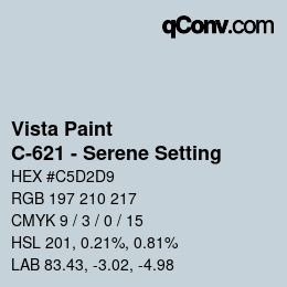 Color code: Vista Paint - C-621 - Serene Setting | qconv.com