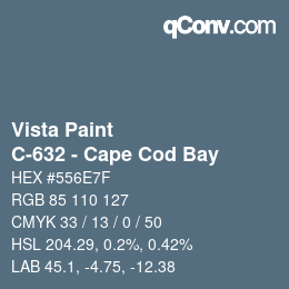 カラーコード: Vista Paint - C-632 - Cape Cod Bay | qconv.com